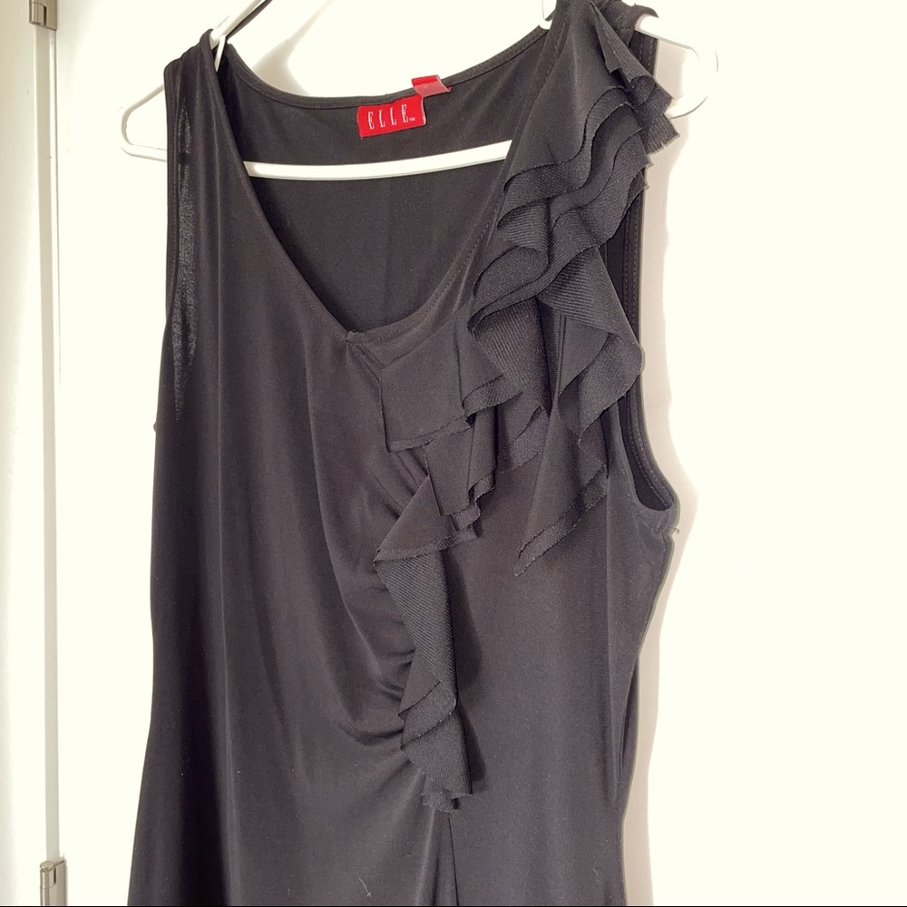 Elle Sleeveless Little Black Dress A-Line with Ruffle Detail - size M
